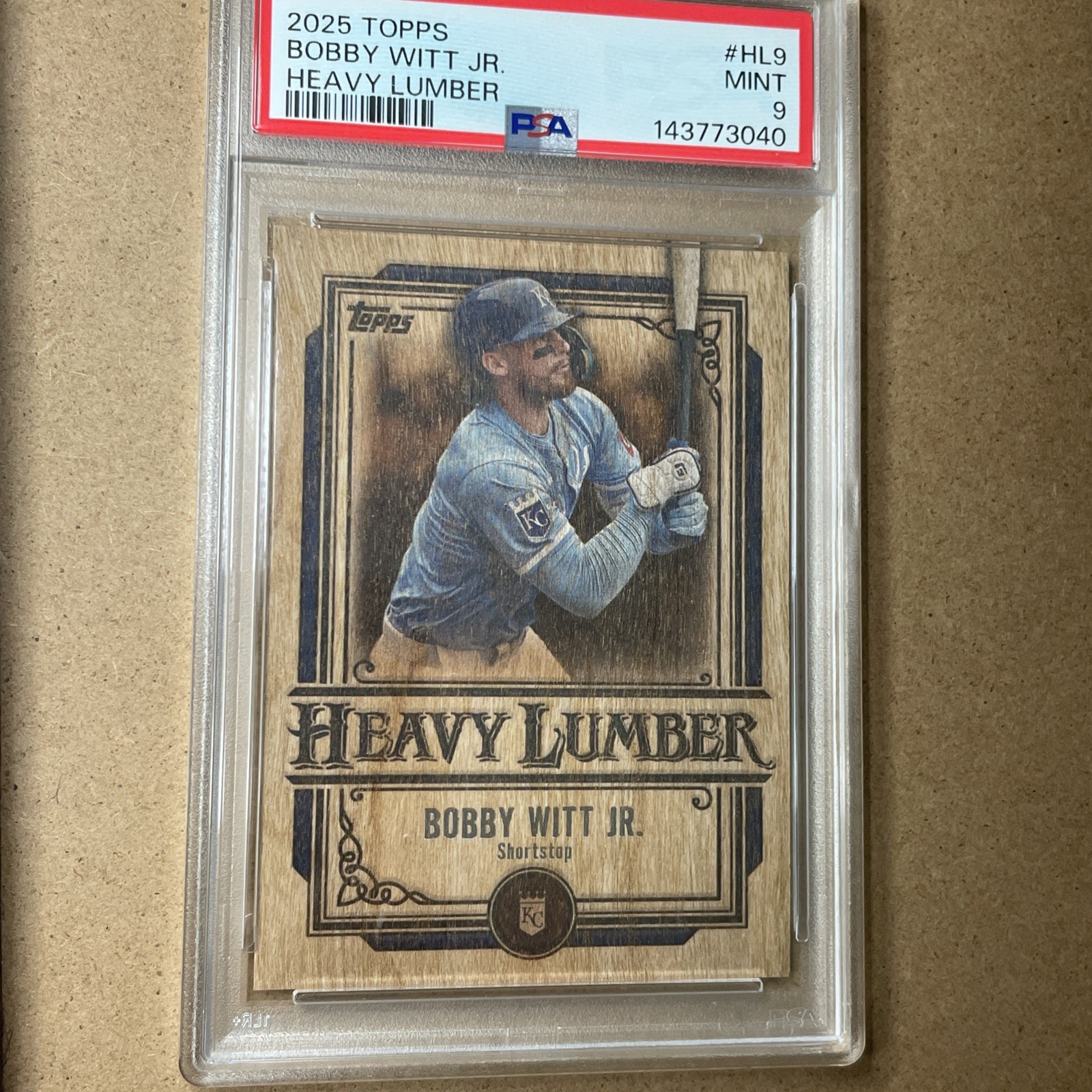 BOBBY WITT JR MINT HEAVY LUMBER PSA 9 2025 TOPPS SERIES 1 #HL9 SSP ROYALS ⚾️ 🔥