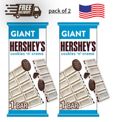 2 pack Hershey's Cookies n Creme Giant Candy Bar 7.37oz 25 Pieces White Chocolat