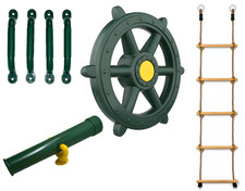 SwingSet Playground Toys Ships Wheel, 7ft Ladder, Telescope 4 Grn Hand grips
