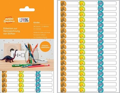 Avery 96 Kinder Stift-Etiketten Namens-Aufkleber Sticker Namens-Etiketten Schule