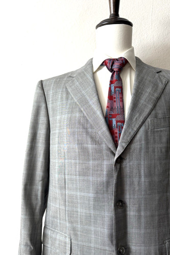 Ermenegildo Zegna Recent Suit Jacket Coat Men's 42R Gray Plaid Wool 3-Button Euc