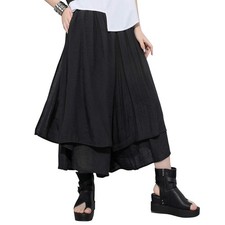 Womens Loose Fit Wide Leg Culottes Pants with Side Pockets Casual Lounge Wear