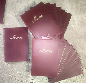 15x Menu restaurant simili cuir Bordeaux/Marron - Securit