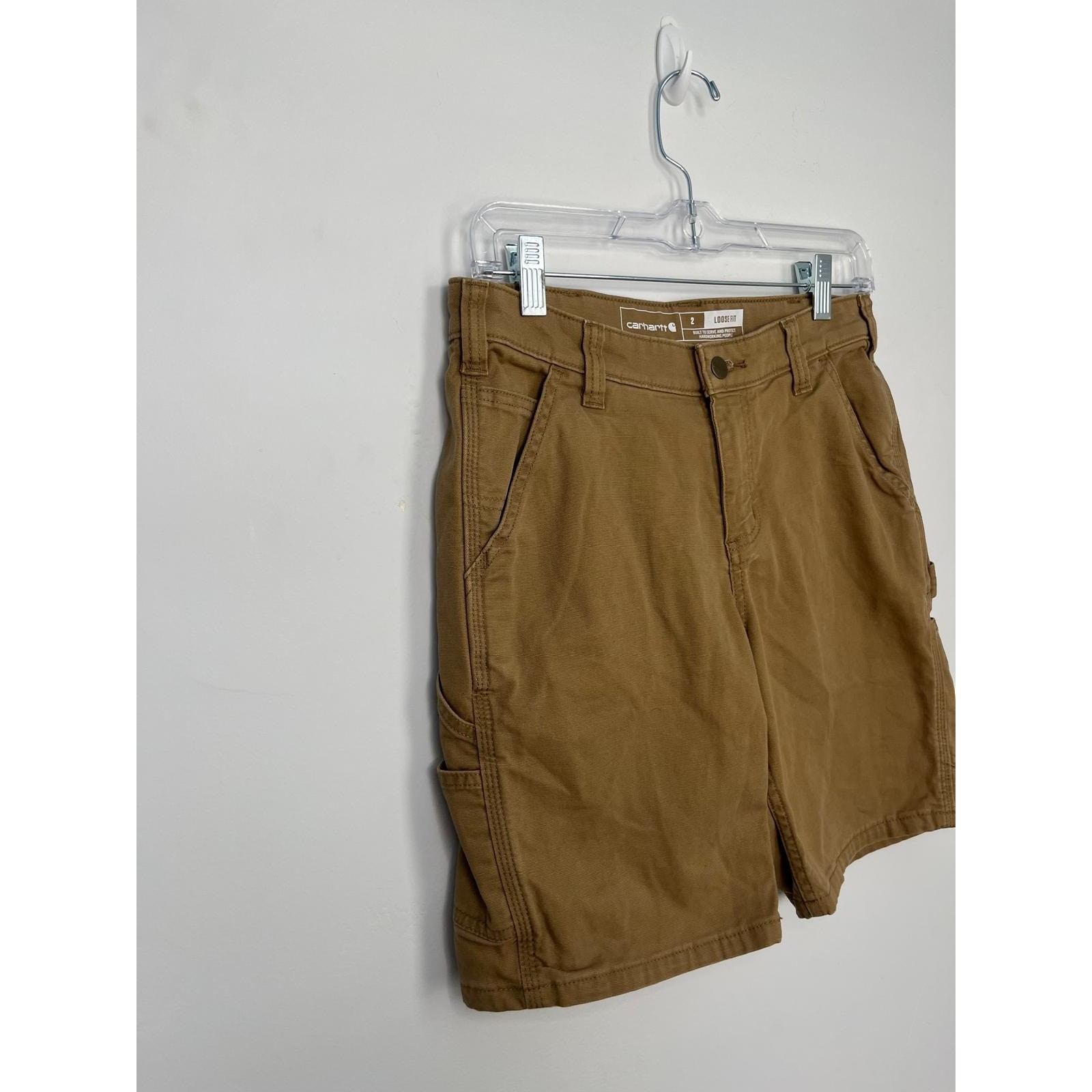 Carhartt Canvas Work Shorts Women Size 2 Loose Fit Utility Brown thumbnail 7