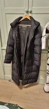 Threadbare Women's Long BlackPuffer Coat With Hood And Zip Off Sleeves Size 12 M