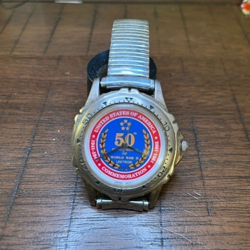 Vintage WWII 50th Anniversary Commemorative Watch USA Unitron Works