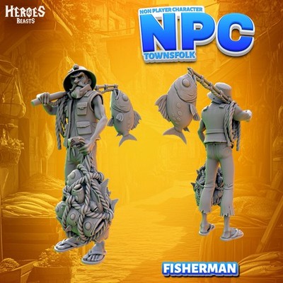 Dungeons & Dragons NPC Figur - Männlicher Mensch - Fischer, Fischer, Angler
