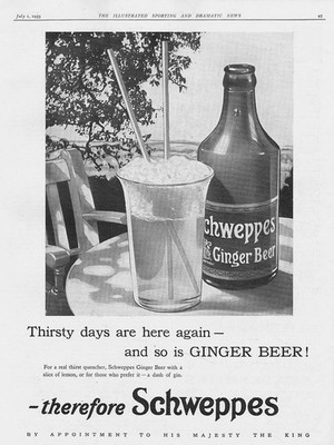 SCHWEPPES Ginger Beer Thirsty Days Are Here Again - Vintage Advertisement 1933