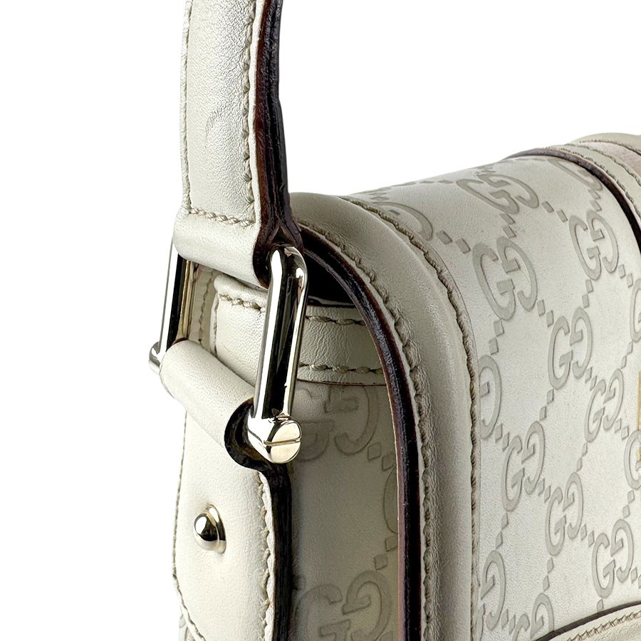 Auth GUCCI Guccissima Shoulder Bag Off White/Pink Beige Leather - z8536 thumbnail 6