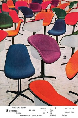 Colorful Mid-Century Chairs by Charles Eames Poster   - 24x36  - 200gsm