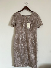 Linea Dress Size 10 NEW Gold Sparkly Lined Short Sleeve Wedding Races Event BNWT