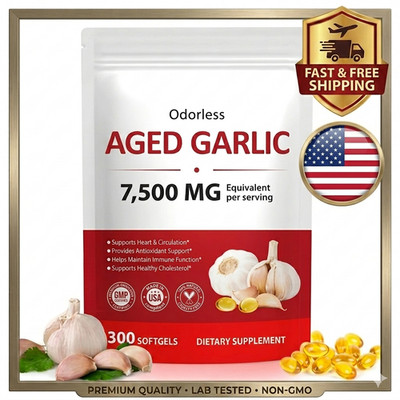 Odorless Aged Garlic Extract 7500mg Heart Health Cholesterol Immune 300 Softgels