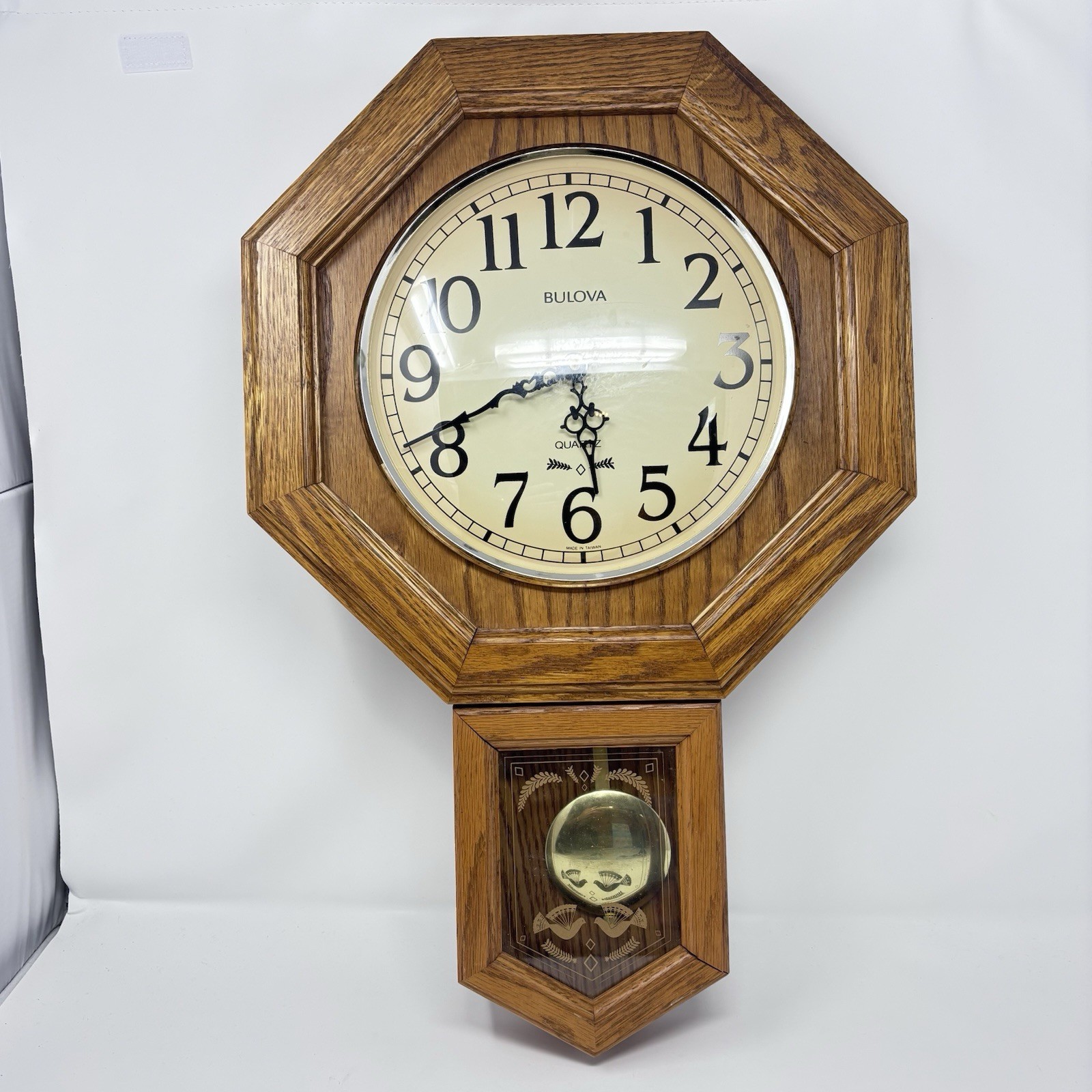 Bulova Wooden Regulator Pendulum Wall Clock Brown