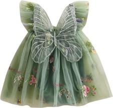 Baby Girl Halloween Costume Butterfly Wing Mesh Flower Sleeveless Tulle Fairy Ro