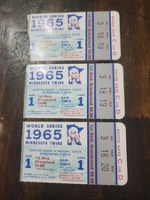 1965 World Series Game 3 Ticket Stubs Koufax Sits Out for Yom Kippur Authentic 