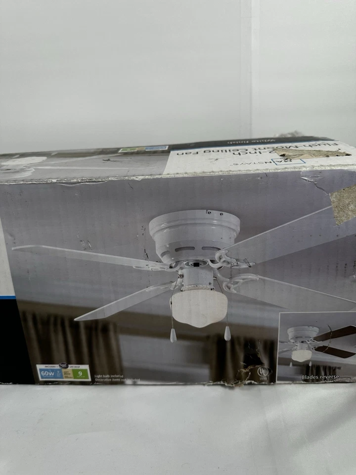 Mainstays 42 inch Hugger Indoor Ceiling Fan with Light Kit, White, 4 Blades,... - Image 3 of 4