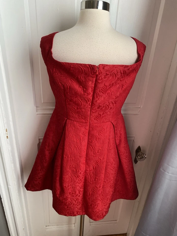 ARK & CO MINI VESTIDO DE FIESTA ROJO BORDADO - TALLA - BOLSILLO LATERAL - ¡NUEVO SIN ETIQUETAS! Foto 4 de 4