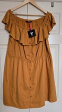 V by Very Mustard Jersey Cotton Bardot Dress – Size 24