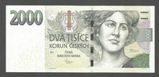 Czech Republic 2000 Korun; 2007; UNC; P-26; BNB-B125a; Prefix: Z; Singer; Violin
