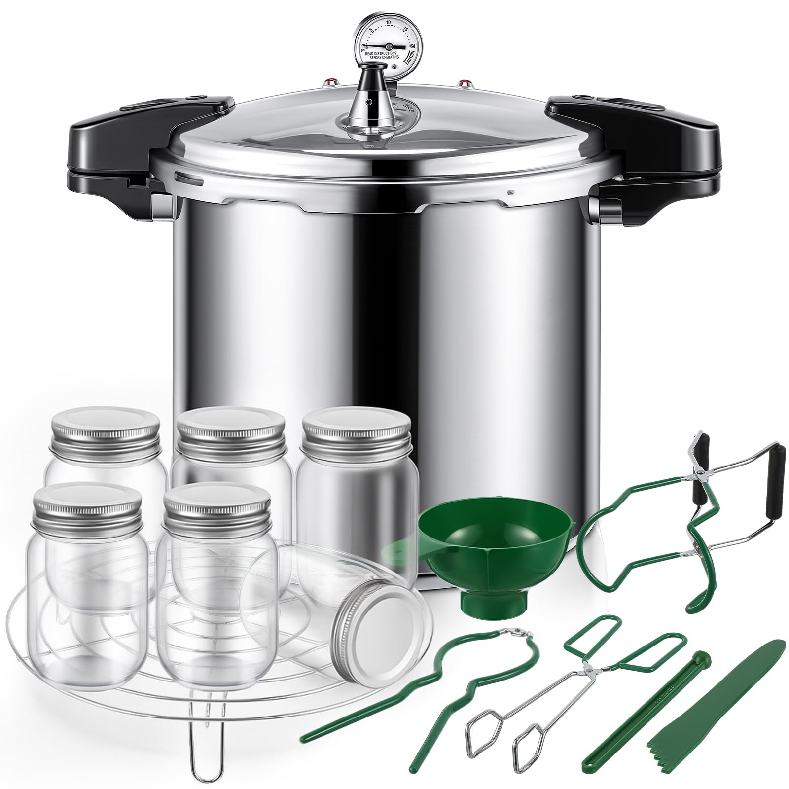 With 6 Mason Jars, 6 Canning Supplies With Pressure Pann...