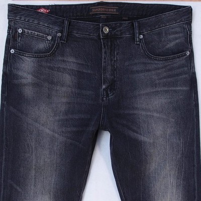 Herrens SuperDry SLIM Gerades Bein Baumwolle Grau Jeans W36 L34
