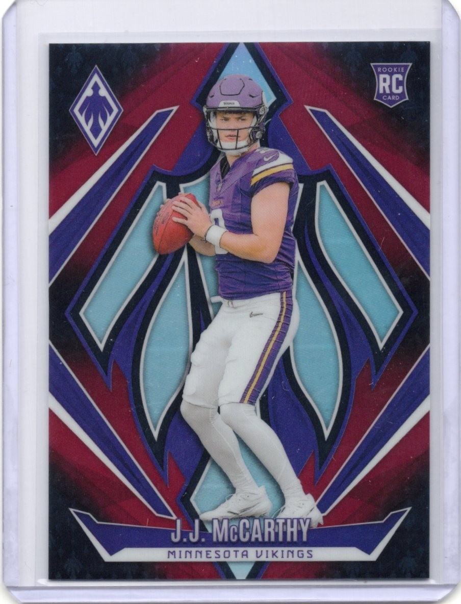2024 Panini Phoenix - Rookies J.J. McCarthy #185 Red Fade /299 (RC)