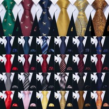 Fashion Mens Tie 3PCS Necktie Pocket Square Cufflinks Set Wedding Formal Party
