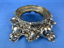 Vintage Metal Punch Bowl Stand ONLY LE Smith Daisy & Button Silver Tone 9.5 x 3