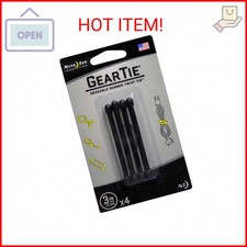 Nite IZE Original Gear Tie, Reusable Rubber Twist Tie, 3-Inch, Black, 4 Pack, Ma