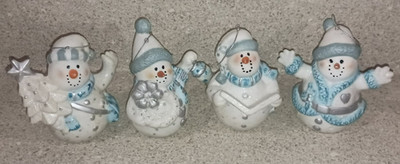 4 Piece Snowman Christmas Ornament Lot With Book Tree Lantern Seasonal Ornaments
