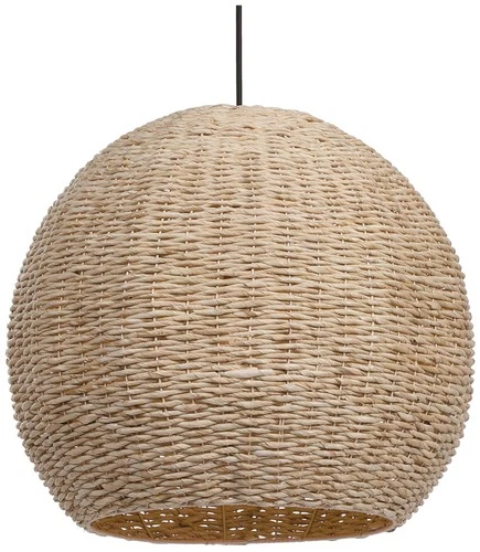 Steel Pendant Light 24" Farmhouse Natural Seagrass Dome Shade Dining Room House - Picture 2 of 9
