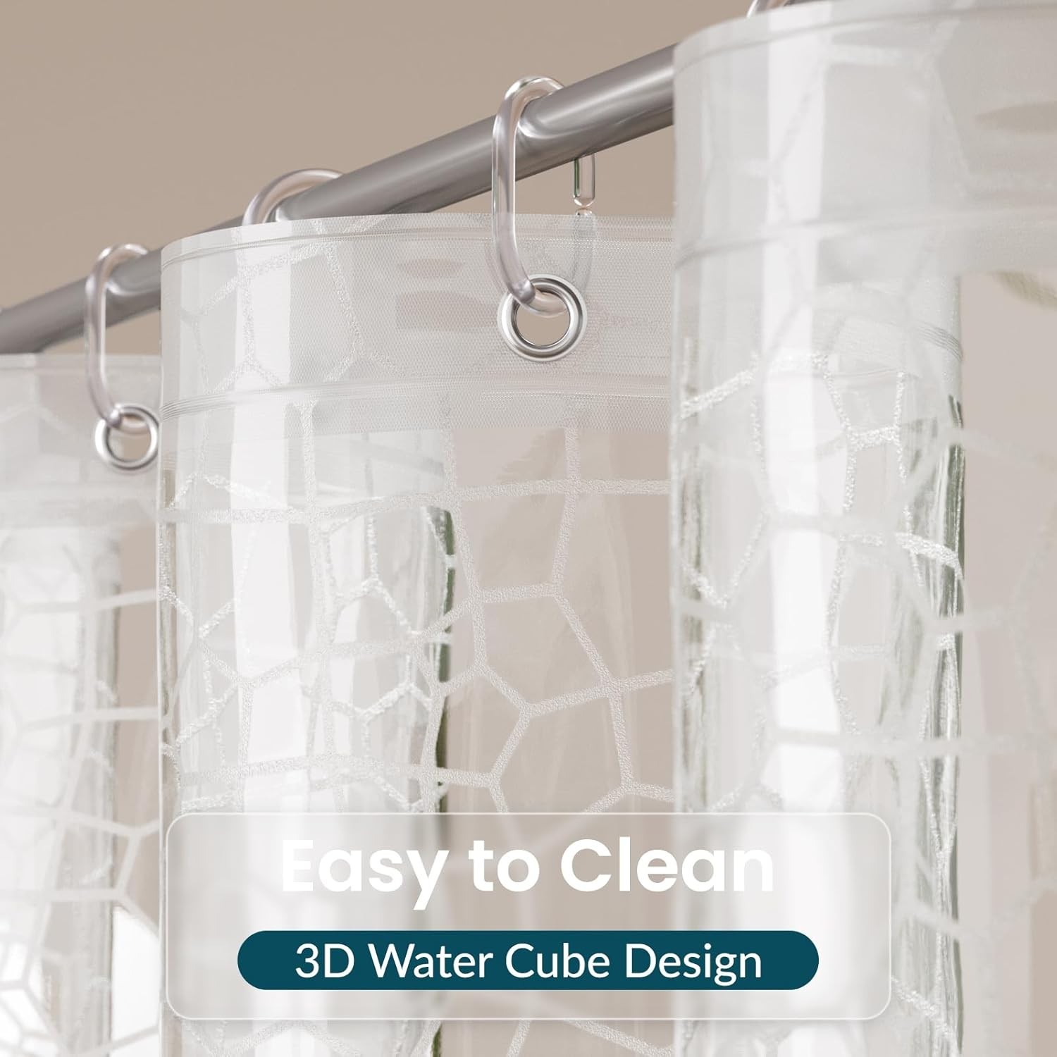 Titanker Clear Shower Curtain Liner with Water Cube, Medium Weight Plastic Showe
