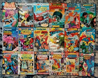 Big 18 Issue Bronze Age DC Lot Superman Batman Supergirl Aquaman Deadman 7.5 VF-