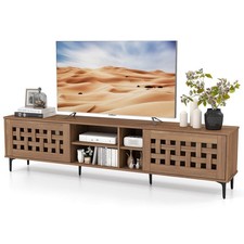 TV Stand with 2 Doors, Storage Cabinets & Open Compartments for TVs up to 80”