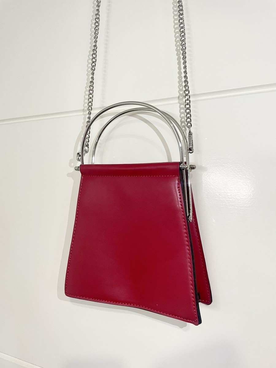 Topshop Red Trapezium Removable Strap Shoulder Cross Bag Handbag