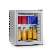 Mini Fridge 24 L Table Top Fridge for Bedroom Beer Fridge Bar Glass Door Silver 