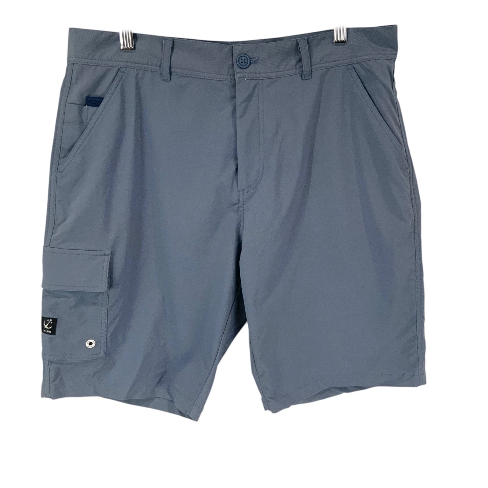 HIHO Mens Cargo Shorts Blue Size 34 Anchor Logo Outdoor Casual Beach