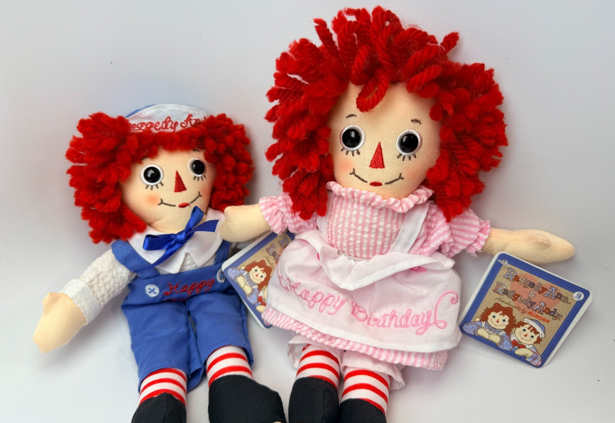 Aurora Raggedy Ann & Andy Doll Happy Birthday Gift Soft Cloth Rag