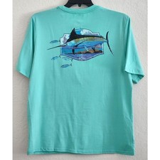 T-Shirt-Guy Harvey-Turquoise Green-Marlin-Back Graphic-Signature Logo-Men's LRG