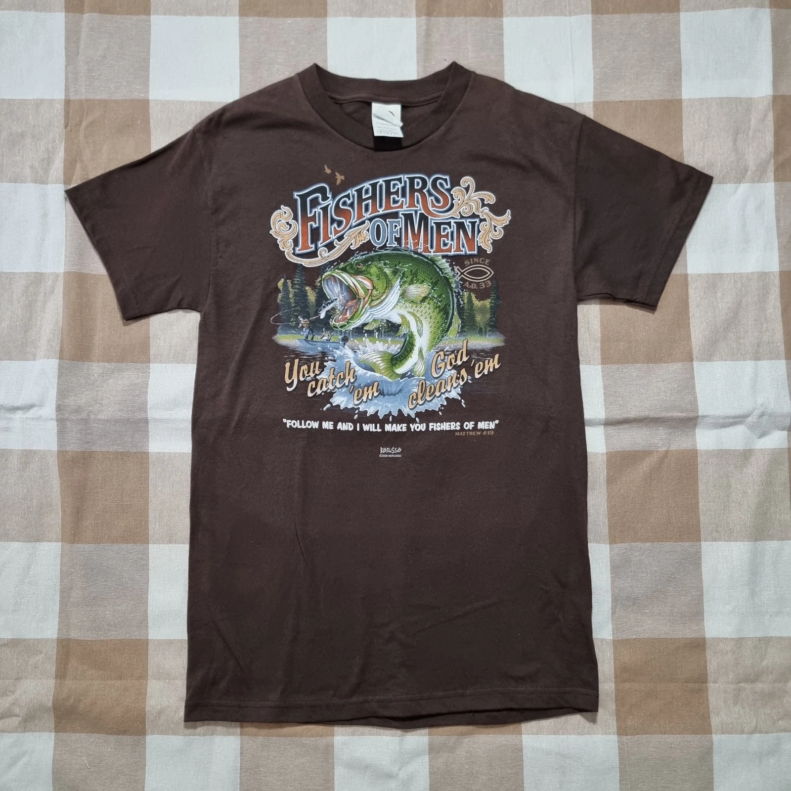 Fishers Of Men Fishing Graphic Tshirt Size S Mathew 4:19 2009