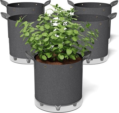 Self-Watering Grow Bags, 5-Pack 3 Gallon 420G Thick Nonwoven Fabric Pots with...