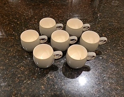 SET OF 7 Denby Langley England FIRE Sage Green 10 oz Coffee Mugs