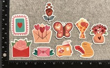 Lot of 10 Assorted Love Letter Note Flowers Butterfly Wedding Valentine Stickers