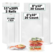Vacuum Sealer Bags & Rolls – Heavy Duty, BPA-Free, Pre-Cut & Custom-Sized for...