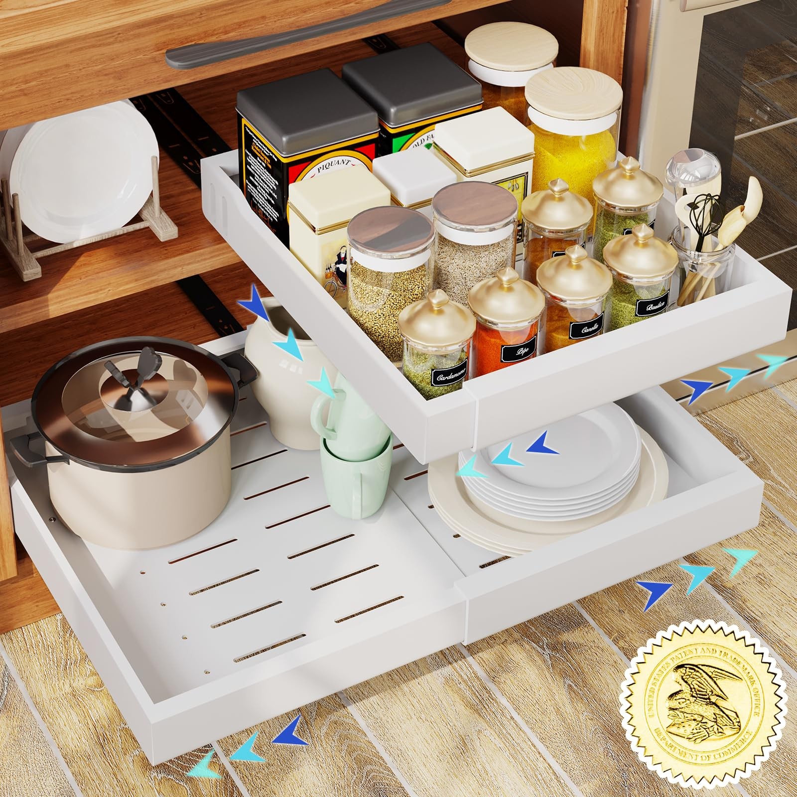 ВЫДВИЖНОЙ ШКАФ-ОРГАНАЙЗЕР GRACENAL ДЛЯ КУХОННЫХ ОРГАНАЙЗЕРОВ И МЕСТ ХРАНЕНИЯ БЕЛЫЙ