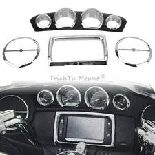 Chrome Speaker Radio Gauge Trim Ring Bezel For Harley Street Glide FLHX/I 2014