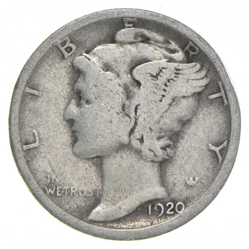 VG+ 1920-S Mercury 90% Silver Dime *6632