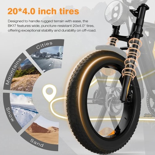HITWAY BK17 26" Fat Tire Electric Bike 250W 48V 26AH E-Bike E-MTB 80-150km Range - Picture 13 of 17