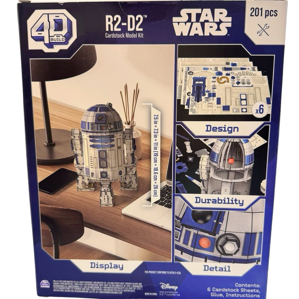 STAR WARS R2-D2 Puzzle 4D Build Model Kit 201pc Cardstock 4-D 3-D 3D 2023 - Image 3 of 4