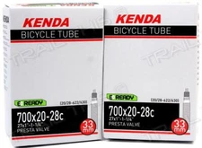 Two (2) Pack Kenda 700x20/28  27x1"-1-1/4" Threaded 33mm Presta Bike Inner Tubes